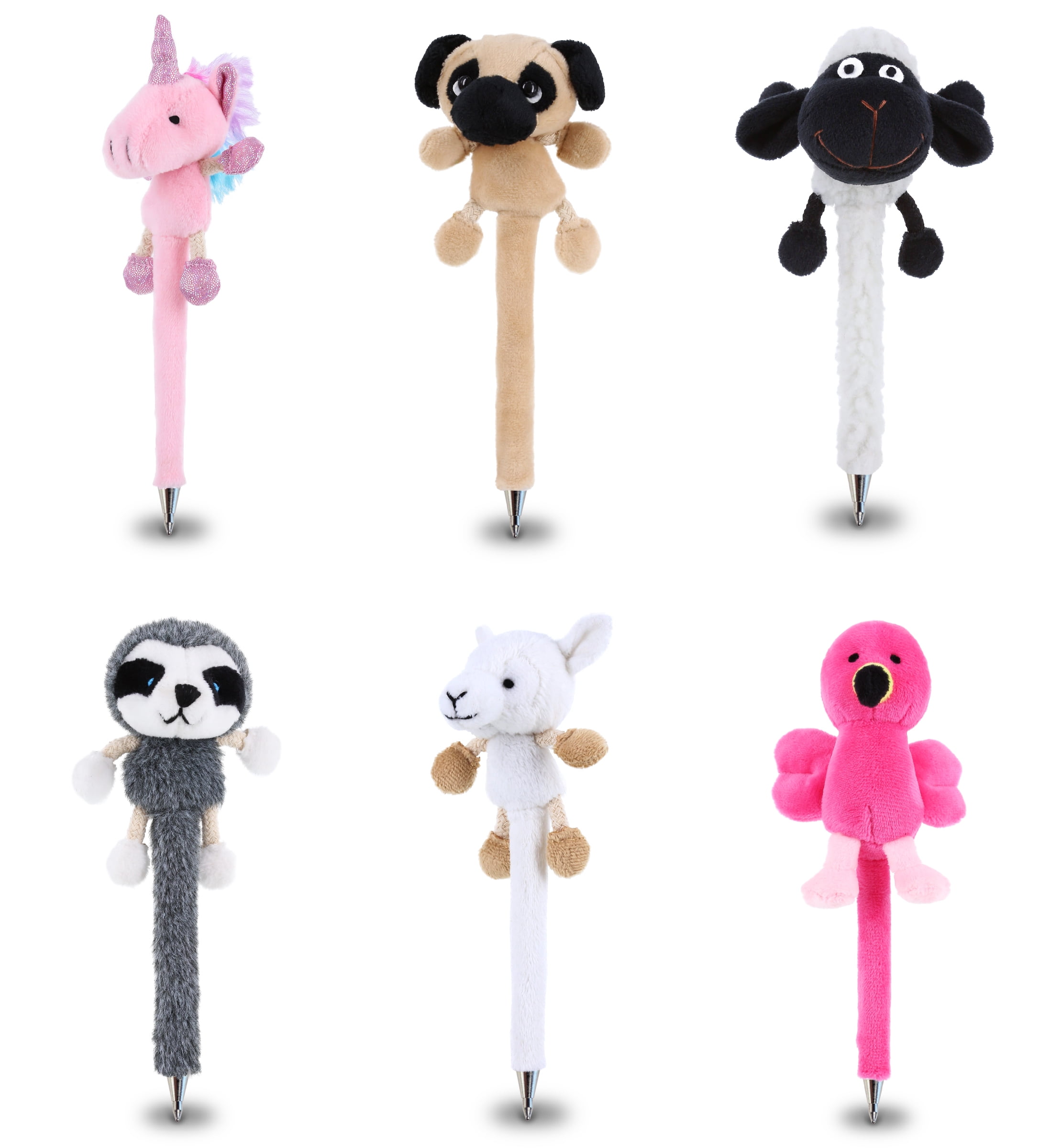 DolliBu Cool Animals Plush Pens Kit - Cute & Soft Stuffed Animal Ballpoint  Novelty Pen Toys, Unique Writing Instruments for Cool Stationery School,  Office Desk Accessories for Kids & Adults - 6