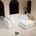 thumbnail image 4 of 78.8" Modular Sectional Sofa, L Couches for Living Room, Plush Corduroy Compressed Couch, 3PC Free Combination, No Assembly Required, White, 4 of 7