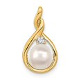 thumbnail image 2 of 14K Yellow Gold 7mm White Round Freshwater Cultured Pearl AA Diamond Pendant, 2 of 3