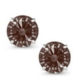 thumbnail image 2 of Gem Stone King 14K White Gold Fancy Brown Zirconia Stud Earrings for Women Men (2.56 Cttw, Gemstone Birthstone, Round 7MM), 2 of 5