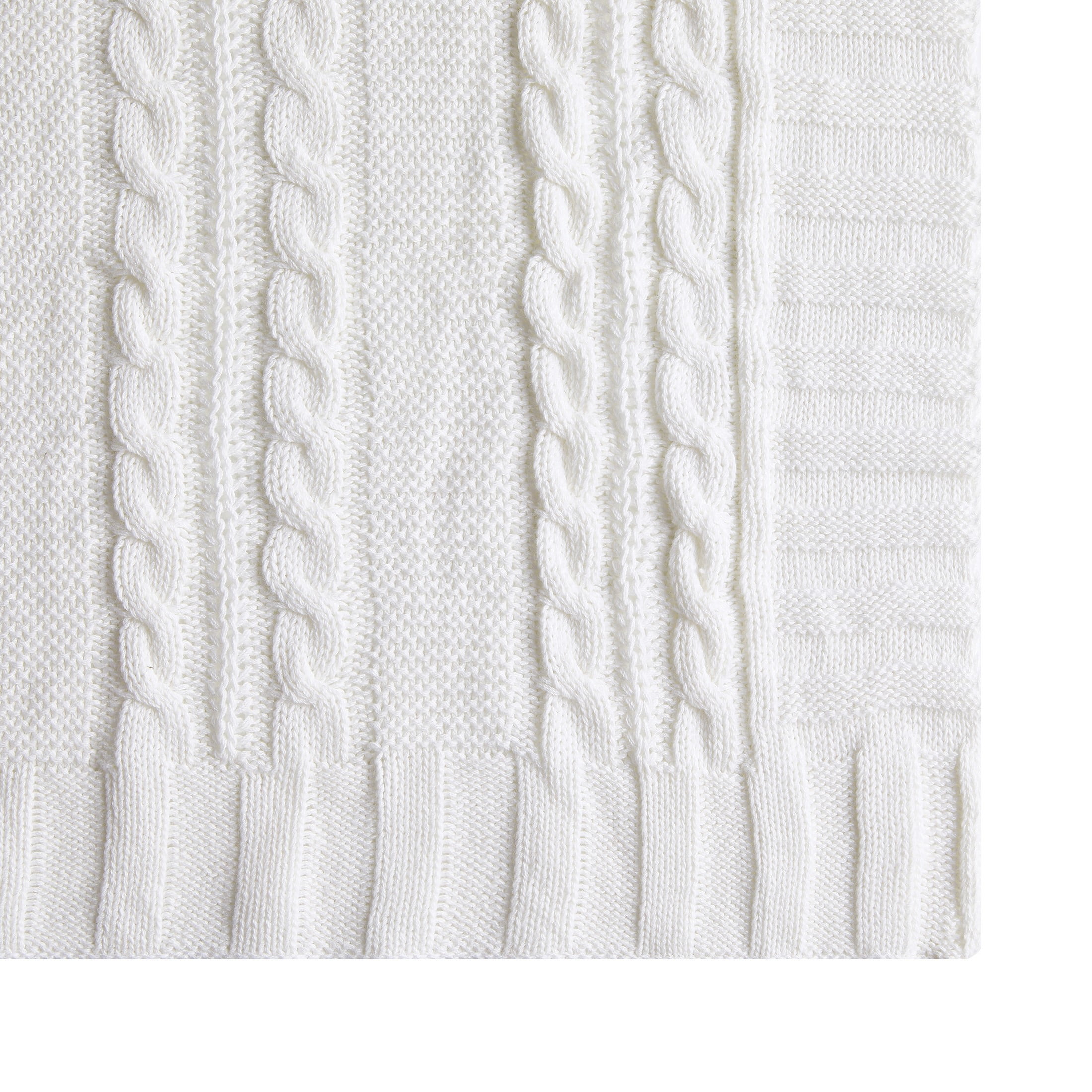 VCNY Home Dublin White Cable Knit Cotton Throw, 50" x 70"