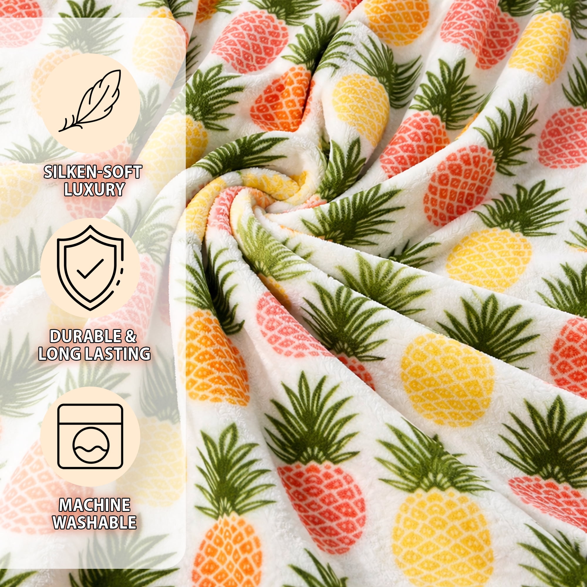 Faith, Hope, Love Home Décor Extra Heavy and Plush Throw Blanket (50" x 70") - Tropical Pineapple