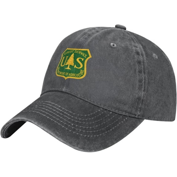 Trend Logo of The United States Forest Service Denim Trucker Hat Baseball Cap for Men Or Women Cowboy Black