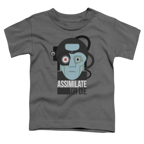 Trevco CBS1885-TT-3 Star Trek & Assismilate or Die Short Sleeve Cotton Toddler T-Shirt, Charcoal - Large - 4 Toddler