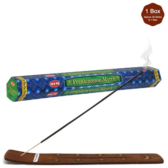 Trumiri Incense Stick Holder Bundle with Hem Frankincense Myrrh 20g Incense Sticks - Pack of 1 (approx 20 Sticks)