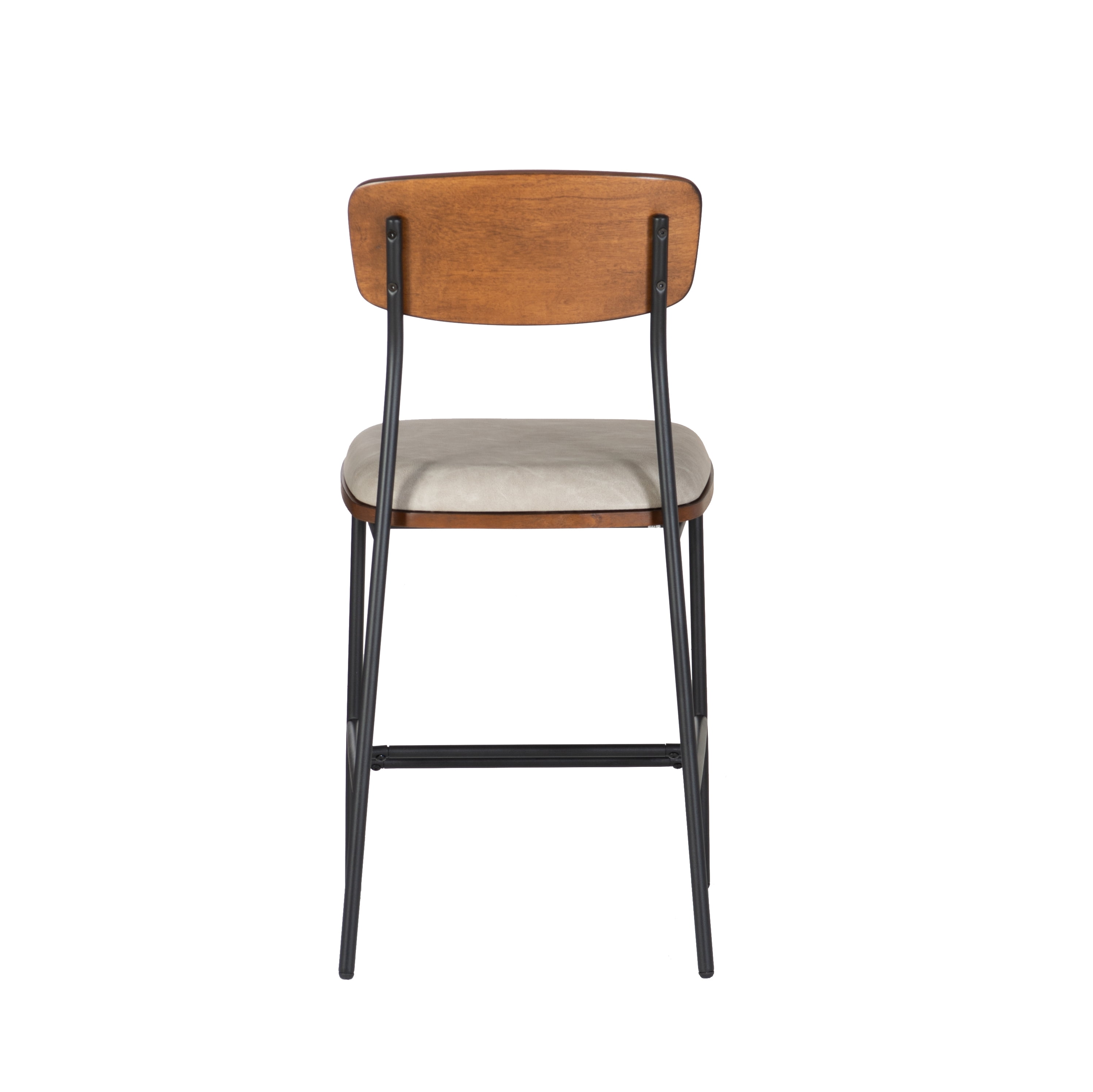 Linon Ryder Counter Stool Cream Faux Leather Padded Seat Steel Frame in Black
