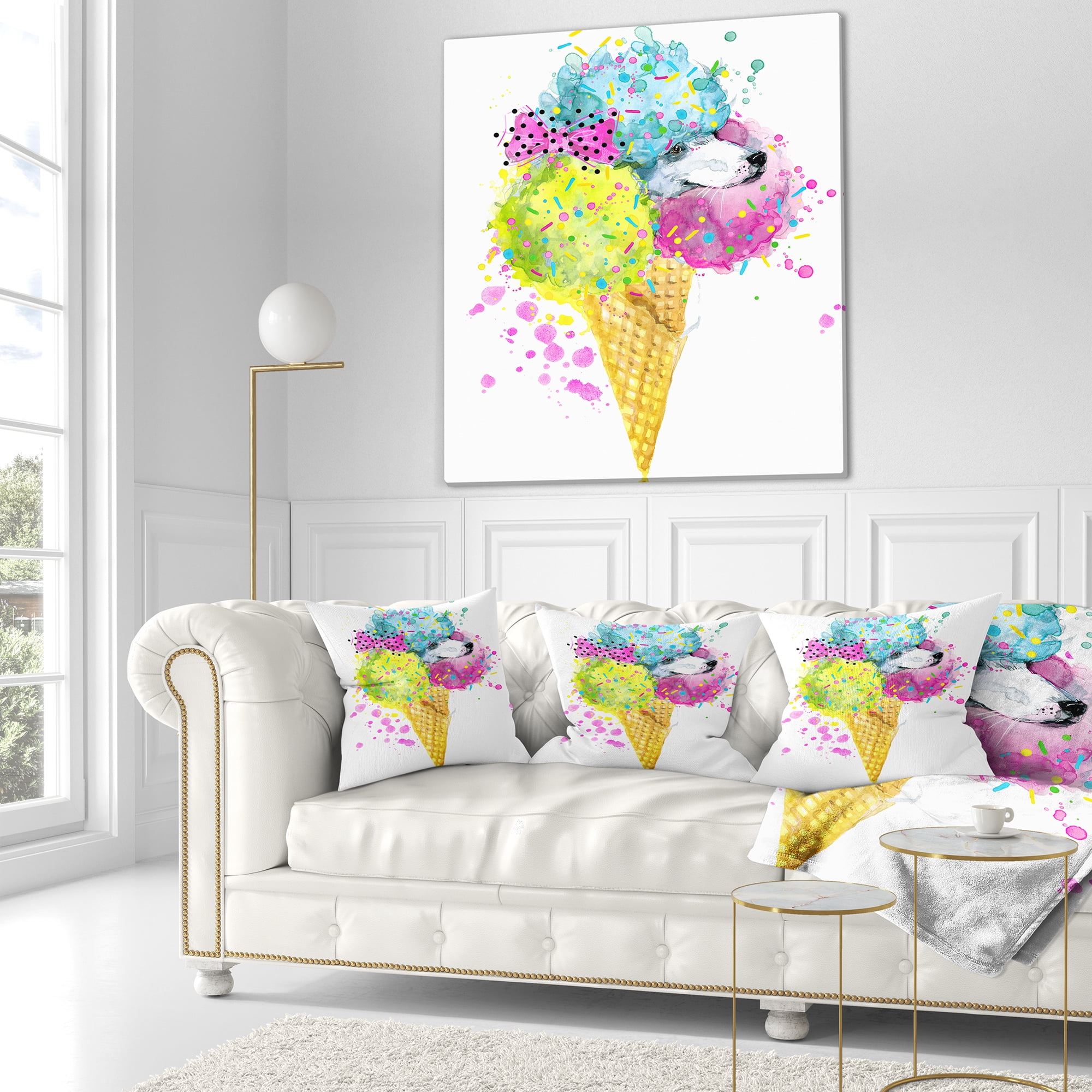 Designart Cute Colorful Puppy Dog - Animal Throw Pillow - 16x16