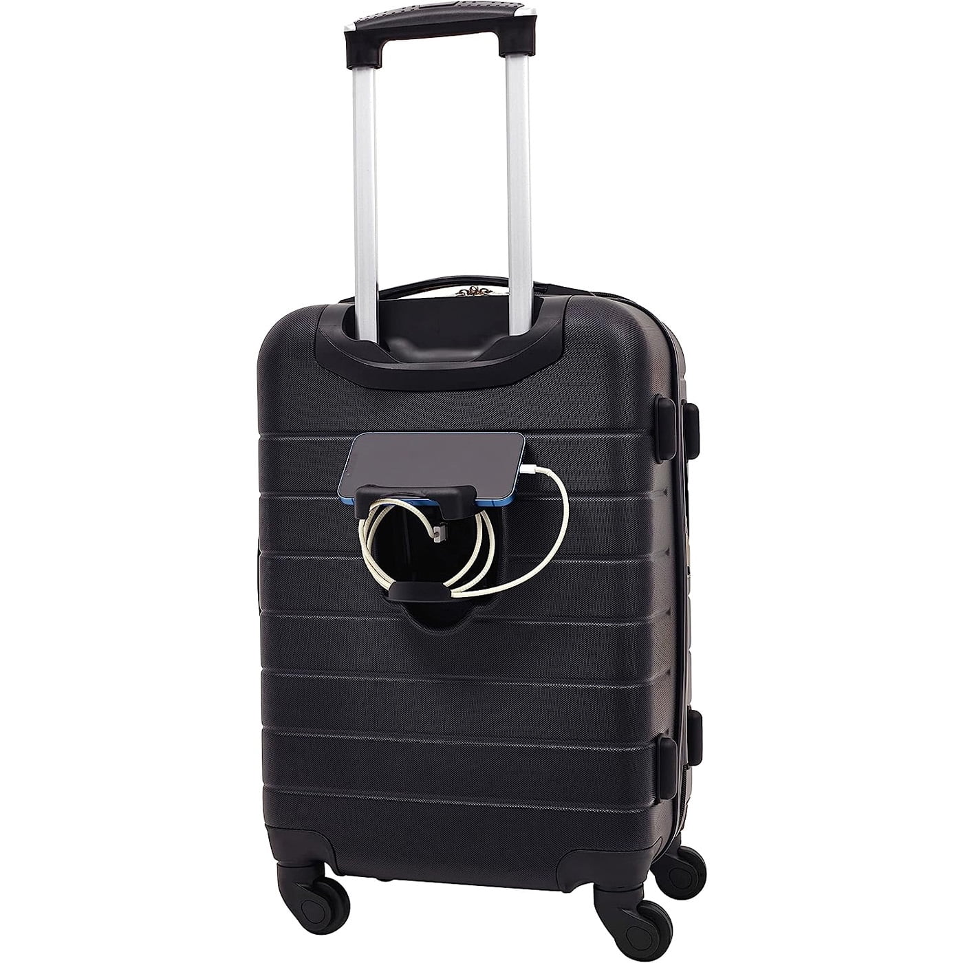 Wrangler Smart Luggage Set with Cup Holder and USB Port, Black, 3 Piece Set