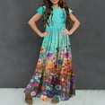 thumbnail image 5 of Mikilon 6-12 Years Girls Casual Maxi Stylish Plaid Dress Short Sleeve Holiday Dresses with Pockets, 5 of 7