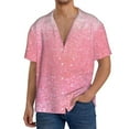 thumbnail image 3 of Easygdp Sparkly Pink Glitter Men's Casual Short-sleeved Shirt with Pocket and Button Suitable for Beach Vacation Leisure - Small, 3 of 7