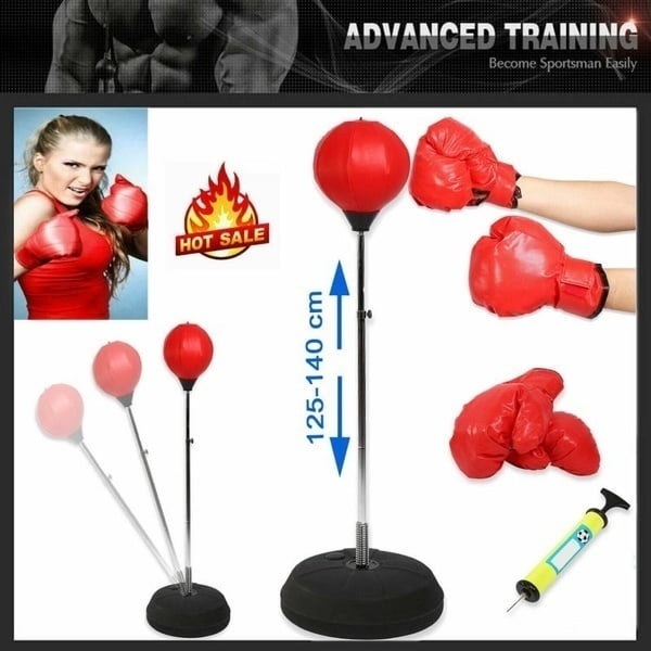 6 Piece Boxing Speed Bag Set Platform Swivel Gloves Wraps Drum Box NEW