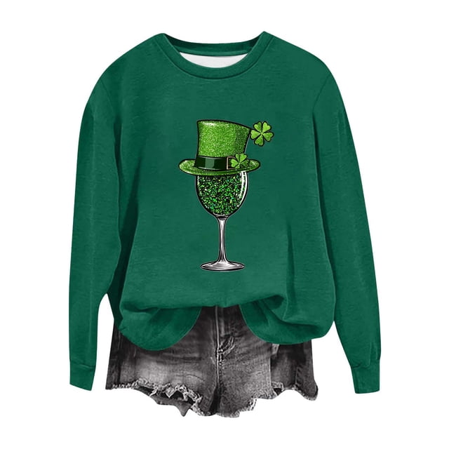 Camiseta de Cuello Redondo de la Blusa de la Impresión Suelta Casual para el Uso de Vacaciones, Camisetas de Navidad de Manga Larga de la Mujer con Detalles Festivos