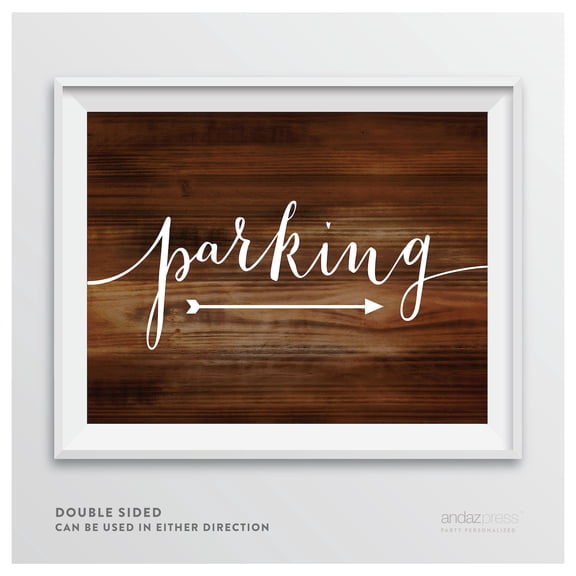 Koyal Wholesale Rustic Wood Parking Directional Wedding Sign 8.5x11 Rustic Decor