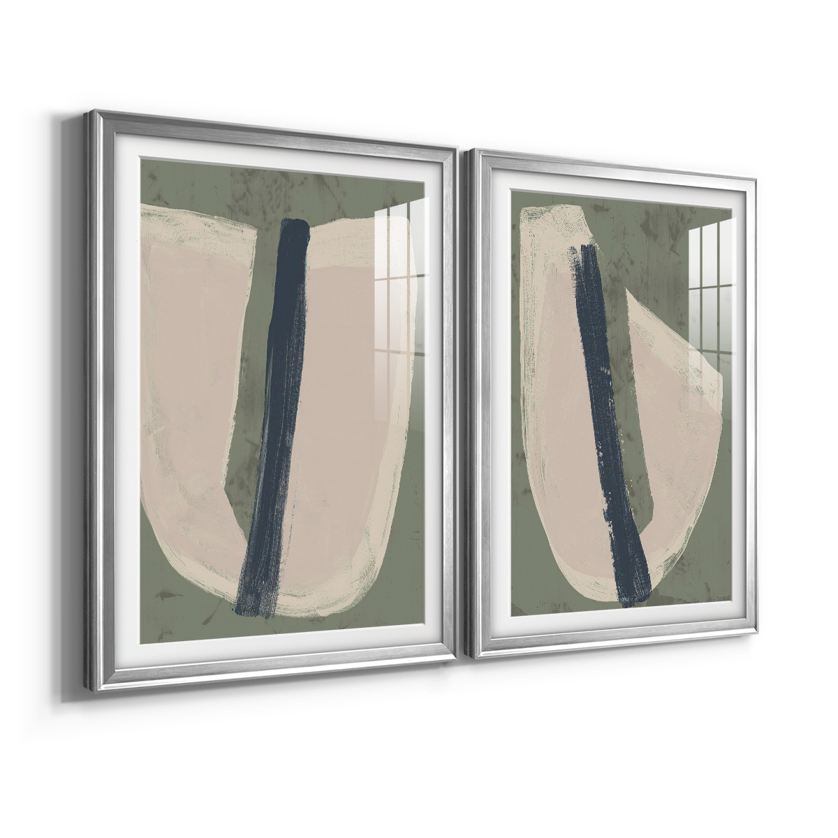 Wexford Home Paper Slice III Premium Framed Print, 26.5" x 36.5" - Ready to Hang, Silver (Set of 2)