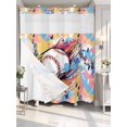 thumbnail image 4 of Baseball Sports, No Hook Shower Curtain Waterproof, Bathroom Curtains with Snap in Liners and See Through Top Window, Minimalist Geometric Smear Art Hotel Style Bathtub Curtains Shower 72"Wx78"L, 4 of 8