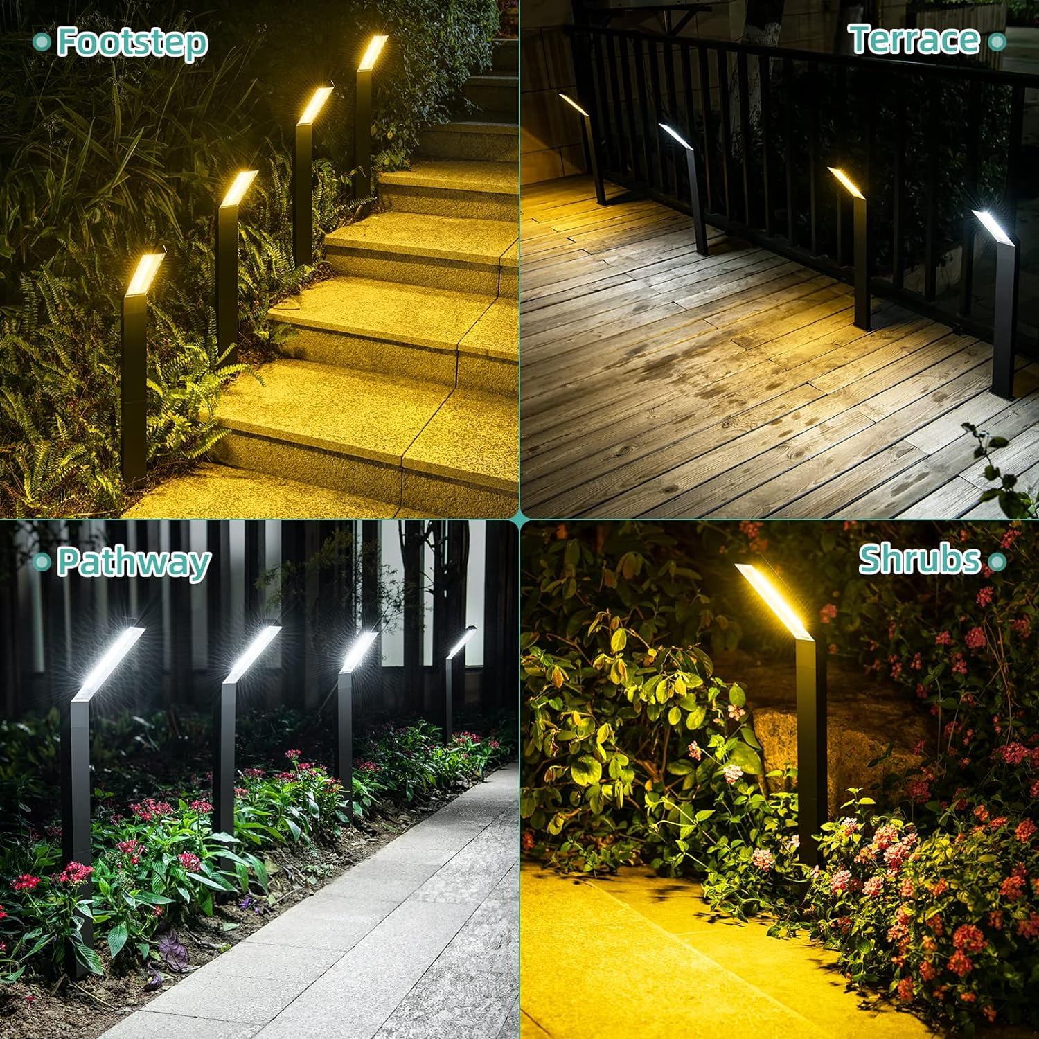 Oshine Solar Pathway Lights Outdoor 4 Pack Waterproof Solar Garden Lights 200Lumen LED Bright Landscape Lighting for Outside,Yard,Driveway,Walkway ,Patio,Lawn,Decoration(Warm/Cool/Neutral Light)