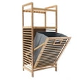 thumbnail image 3 of Tilt-Out Laundry Hamper 3-Tier Wood Laundry Room Shelves with Removable Cloth Storage Bag 30*40*95 cm, 3 of 7