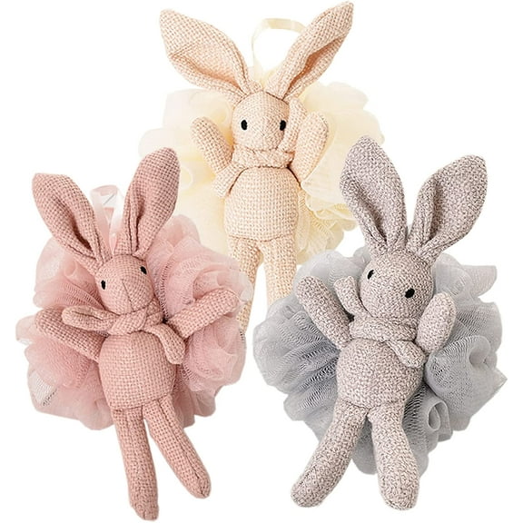 Bath Sponge Kids Loofah Sponge For Shower Puff,Pink Shower Loofah Luffa Sponges(3 Pcs)