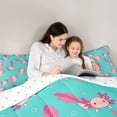 thumbnail image 6 of Homewish Cute Cartoon Axolotl Bedding Comforter Set,Underwater Animal Twin Comforter Sets,Pink Blue Bedding Set For Girls,Ultra Soft Home Decor Reversible,2pcs, 6 of 9