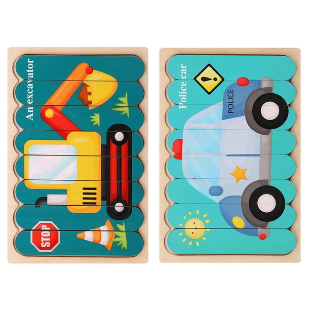 Rompecabezas De Doble Cara, Tira De Dibujos Animados, Juguete De Madera Para Bebés, Rompecabezas Apilable Montessori, Juguete Para Niños, Regalos Inevent FN003249-02