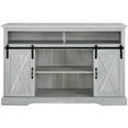 thumbnail image 3 of 52" Modern Farmhouse Sliding Barn Door Highboy TV Stand - Stone Gray, 3 of 6