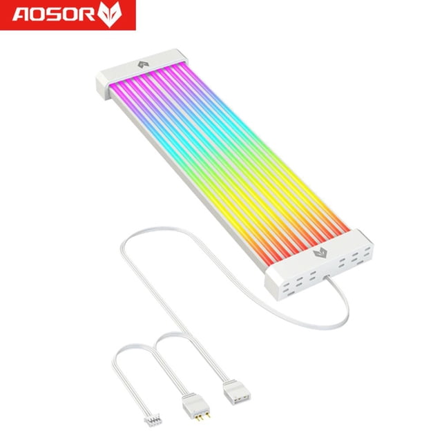 COOLMOON AOSOR AL200 DIY 5V ARGB 56 LED Barra de luz flexible para tarjeta gráfica 8P