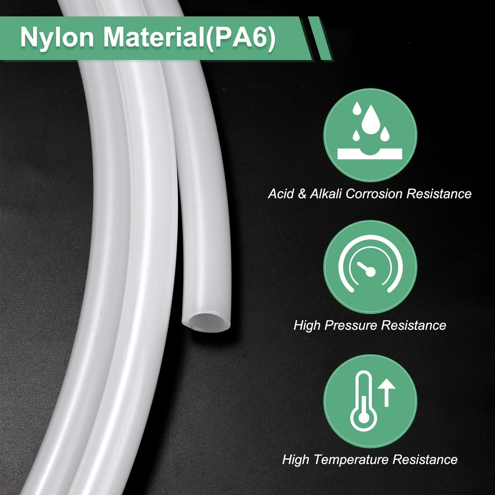 Uxcell Nylon Line Hose Tube, 0.35"(9mm) ID x 0.47"(12mm) OD PA6 Pneumatic Air Line Tubing for Fluid Transfer [2M/7FT, Translucent]