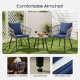 thumbnail image 4 of SHOUFTW 3 Piece Outdoor Patio Furniture Set, Wicker Bistro Chairs with Glass Top Table for Apartment Balcony, Small Backyard, Porch and Deck, Grey, 4 of 8