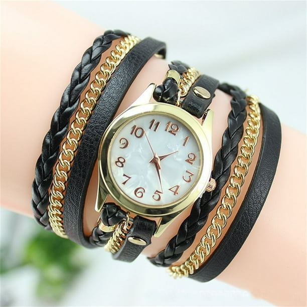 Leather bracelet watch women's sales