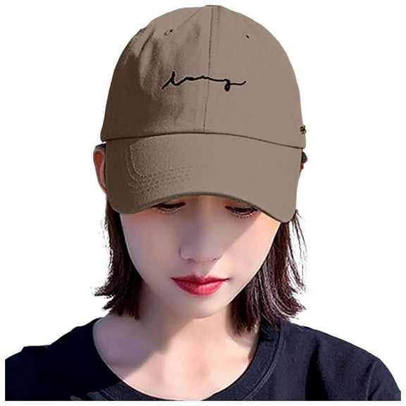 PMVFHDE Women's Basic Solid Color Classic Soft Top Sun Baseball Cap Khaki
