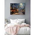 thumbnail image 3 of Christmas Snow Canvas Print Wall Art Framed Canvas Art Wall Decor Covered Night Town Street Moon Pictures Painting Morden Artwork for Living Room Bedroom, Ready to Hang - 12"x16", 3 of 6