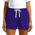 thumbnail image 2 of Only Moment Womens Lightweight Shorts Mesh Fabric with Pockets High Waisted Stretch Long Bermuda Shorts for Summer Dressy Casual Running Shorts for Women Purple,XS, 2 of 8