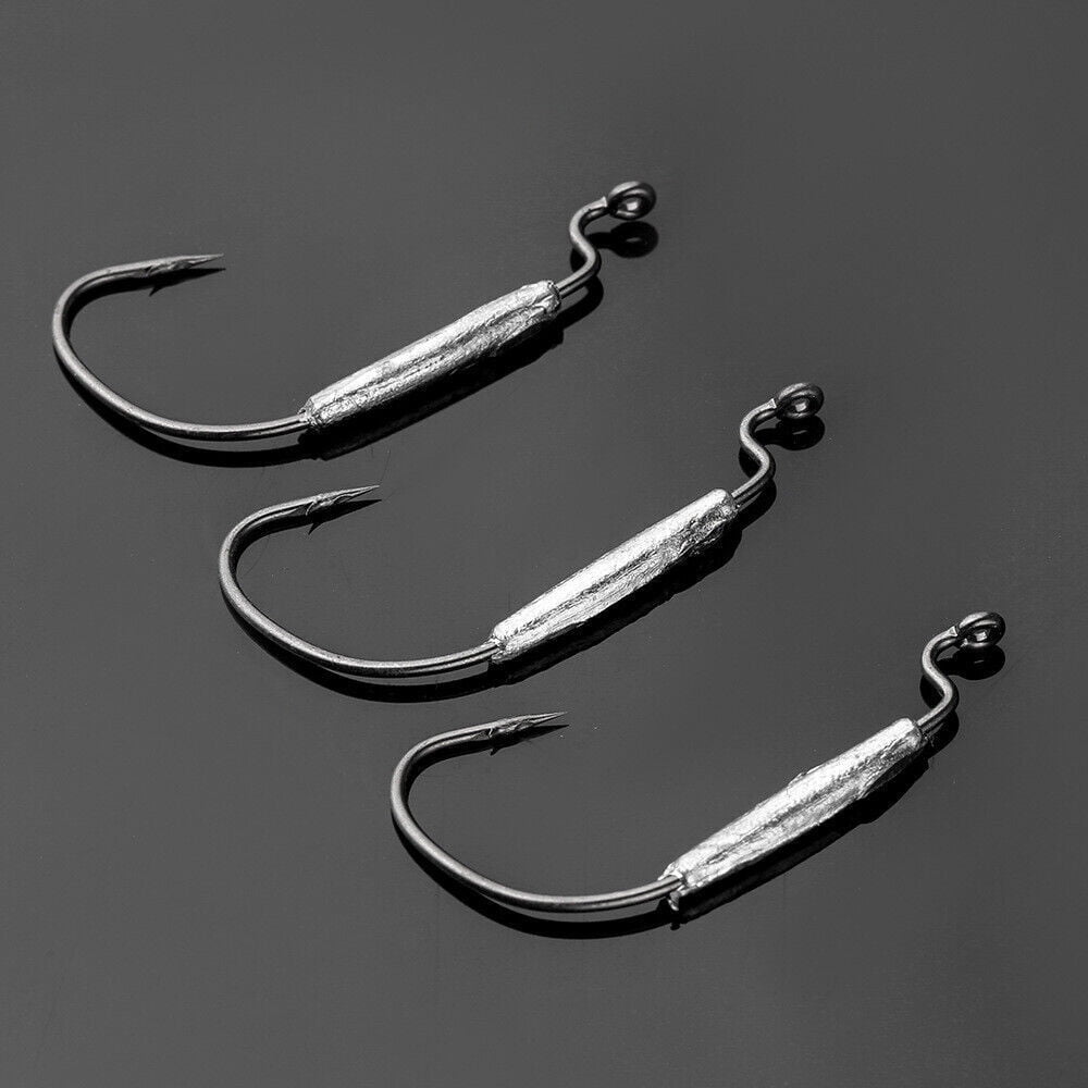 50pcs Weighted Wide Gap Offset Worm Hooks Weedless Soft Lures Bait Hook