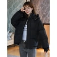 thumbnail image 5 of Women Puffer Jacket Winter Warm Coats Hooded Quilted Jackets with Removable Hood Black M, 5 of 8