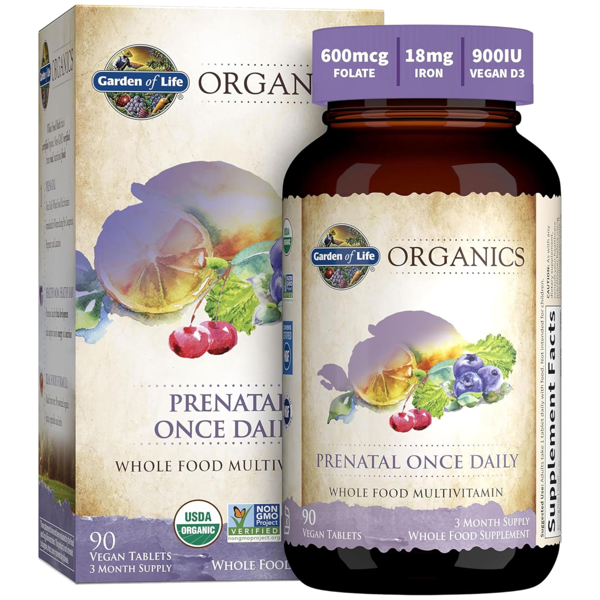 Garden of Life Organics Prenatal Once Daily, 90 Tablets