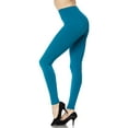 thumbnail image 2 of Buttery Smooth Basic Solid High Waisted Leggings - Extra Plus Size - 5 Inch - 3XL 4XL 5XL Teal One Size Plus, 2 of 2