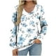 thumbnail image 2 of Heisall Women's Tops Spring Autumn 2025 New Arrival Long Sleeve V-Neck Loose Casual T-shirts with All-over Print Fashion, 2 of 5