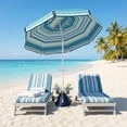 thumbnail image 2 of Outsunny 6 ft Portable Beach Umbrella with Table, Sand Anchor, Dark Blue, 2 of 10