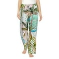 thumbnail image 2 of Picia Watercolor Palm Tree Womens Soft Woven Cotton Elastic Waistband Sleep Pajama Pant Lounge Sleep Pant With Pockets And Drawstring-Medium, 2 of 9