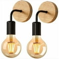 thumbnail image 1 of Laklulu Aplique de pared industrial para interiores, paquete de 2, apliques de madera, lámpara de pared de metal, decoración de pared retro, para sala de estar, dormitorio (bombillas no incluidas), 1 of 5