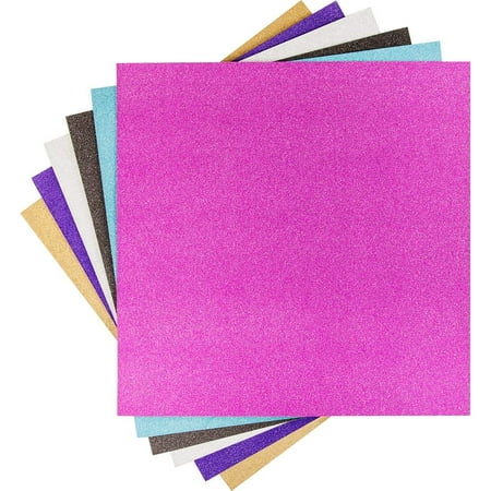 Teal And Gold Glitter Glitter Vinyl, Sampler, 6 sheets 12 in. X 12 in. Glitter vinyl in gold, silver, Purple, hot pink, teal, and Black By Cricut ()