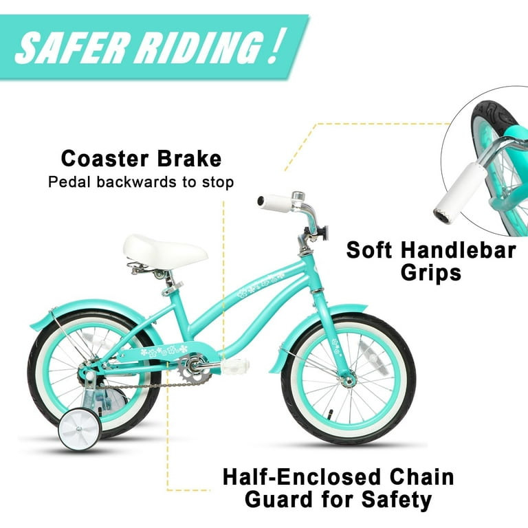 Glerc 12 inch Kids Cruiser Girls Bike for Child 2 5 Years Mint Green Walmart