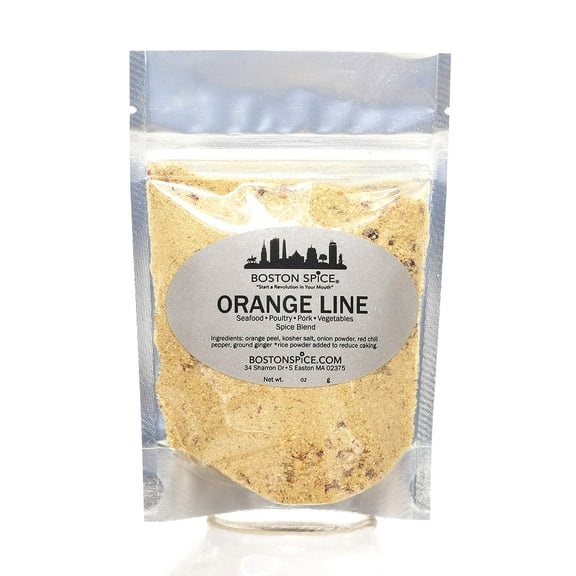 Boston Spice Orange Line Handmade Seafood Fish Poultry Chicken Turkey Ribs Pork Vegetables Potatoes Shrimp Cod Swordfish BBQ Wings Barbecue Grilling Smoker Dry Rub Seasoning 1/4 Cup wt. 1.8oz/39g