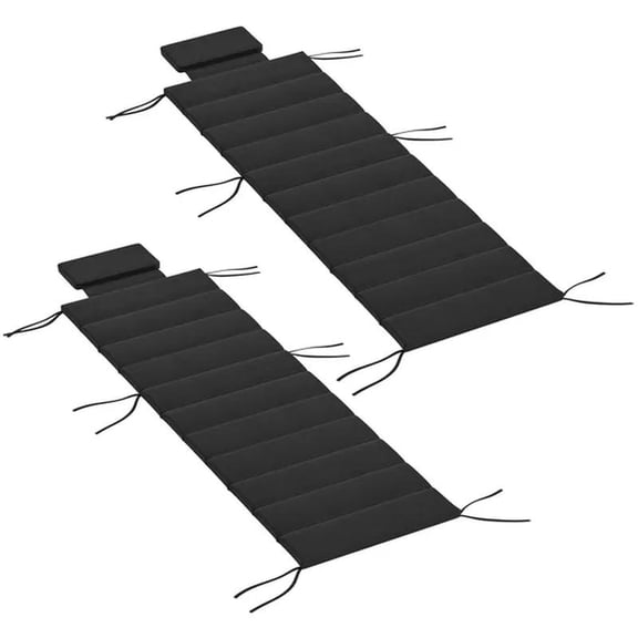 Foldable Chaise Lounge Cushion Set of 2, Outdoor Lounge Chair Cushion Set, UPF50  Olefin, Black
