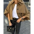 thumbnail image 3 of Womens Oversized Cropped Trench Coats Single Breasted 3/4 Sleeve Casual Button up Jackets, 3 of 8