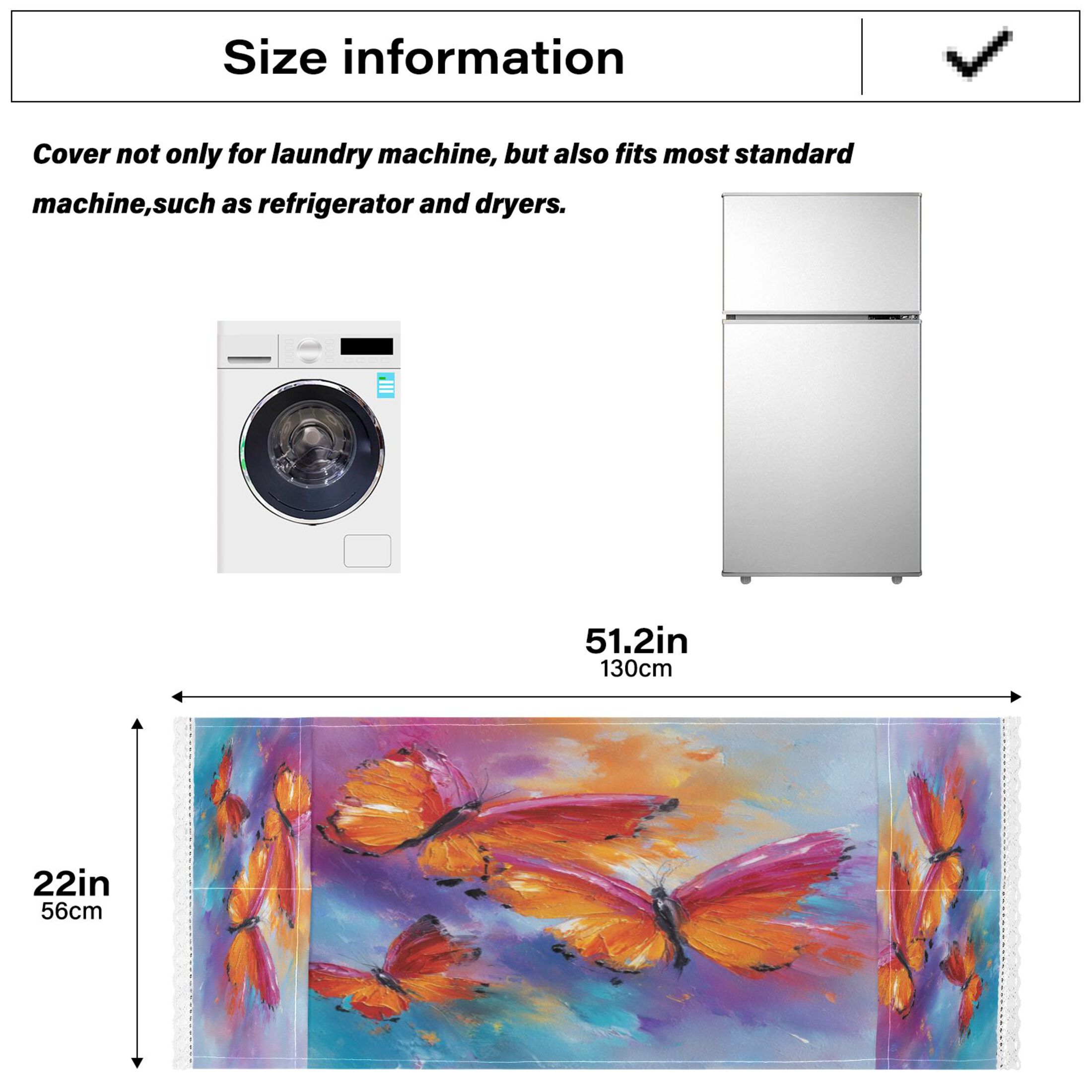 Dustproof Washing Machine Cloth Washer and Dryer Top Covers, Fridge Dust Cover, With Storage Bags Red and Orange Butterflies