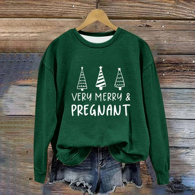 EGNMCR Chandail en Molleton de Noël Col Rond Imprimé Ample Manches Longues Sans Capuche