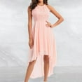 thumbnail image 3 of Dresses for Women Sleeveless Halter Lace Contrast Chiffon High Low Flowy Maxi Dress Wedding Guest Dress, 3 of 9