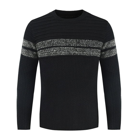 Fall Sweaters for Men Clearance, Autumn Winter New Round Neck Color Matching Personality Trend Men's Striped Sweater