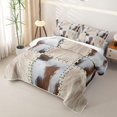 thumbnail image 3 of Erosebridal Western Cow Print Quilt King for Women Men, Beige Buffalo Patchwork King Coverlet Set, 3-Piece, 3 of 7